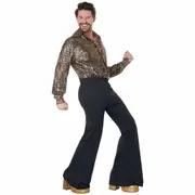 70s Disco Guy 1970s 1960s Metallic Gold Hippie Retro Party Adult Mens Costume