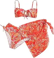 [Ikevan] Preteen Girls Versatile Swim Skirt Swimsuits Toddler Girl's 3 Piece Swimsuits Bathing Suit Briefs Girls Bikini