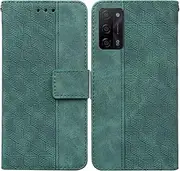 XYX Wallet Case for Oppo A16/Oppo A16s, Folio Cover Stand Credit Card Slots Magnetic Closure Grid Lattice Flip Shockproof Case for Oppo A16, Green