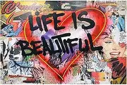 Banksy(Life Beautiful) Famous Oil Paintings Reproduction Giclee Canvas Prints on Canvas Artwork Pictures on Canvas Wall Art for Home Office Decorations(50x70cm_20x28in,Unframed)