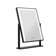 TOOLKISS Makeup Mirror 30x40cm Hollywood Vanity with LED Light – Adjustable Brightness & Color, 360° Rotation, Touch Control, Stable Base for Perfect Beauty Lighting Black