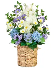 Nearly Natural 31in Artificial Mixed Flower & Hydrangea Arrangement in Hyacinth Weave Basket