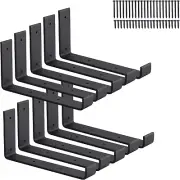 10 Pack Heavy Duty J Shelf Brackets with Lip, 9 Inch Wall Mounted Floating Brack