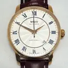 MIDO Baroncelli M8600.2.21.8 AT Winding Date Display Back Suke Silver Leat