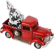 HEALEEP Christmas Vintage Truck Model with Xmas Tree Retro Iron Pickup Car Ornament for Home Embellishment Holiday Decor for Friends Festive Desktop Decoration