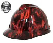 Custom Hydrographic Safety Hard Hat Mining Industrial Skulls GHOST RED CAP