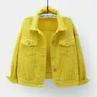 Denim Jacket Womens Coat Color Plain Top Button Up Ladies Jean