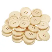 30pcs Wooden Sewing Button 28mm 4 Holes Round Craft Buttons, Natural Wood