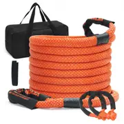 VEVOR 22.225mm x 9.1m Kinetic Recovery Tow Rope 13871kg, Heavy-Duty Off Road Snatch Strap, 2 Soft Shackles (18937kg) Extreme Duty 30% Elasticity Energ