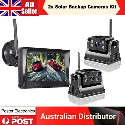 Digital Wireless 5" Monitor 2x Backup Cameras Battery Magnetic Base For Caravan