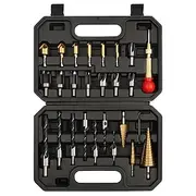 26 Pack Woodworking Chamfer Drilling Tools, Including Countersink Drill Bits, Wood Plug Cutter, Step Drill Bit, Center Punch, L-Wrench