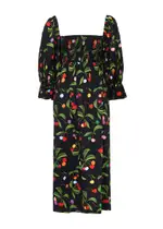 Borgo DE Nor Viona Printed Cotton Midi Dress - Black - 12 (UK12 / M) 12 (UK12 / M)