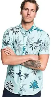 Quiksilver Men's South Nights Short Sleeve Woven Top BUTTON UP FRONT SHIRT S