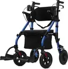 ELENKER All Terrain Rollator Walker Transport Wheelchair Combo, 2 in 1 Rolling W