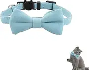 Adjustable Cat Bow Tie Collar with Detachable Bell - Breakaway, Comfortable and Safe Pet Collar for Kittens, Puppies and Dogs - Lovely Apparel Accessory (Blue)