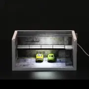 1/64 Model Car Display Case with LED Light and Acrylic Cover Garage Diorama