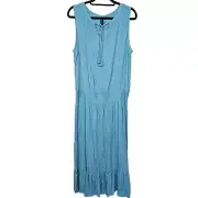 New PrAna Sentinel Maxi Dress Womens Large Blue Relaxed Fit
