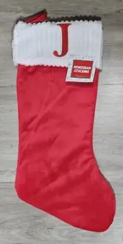 18" Christmas Monogram Stocking Letter "J"