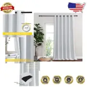 Thermal Insulated Greyish White Grommet Blackout Curtain, Room Divider W80 x L90