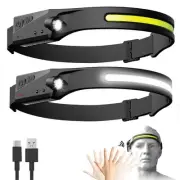 USB Rechargeable Headlamp Light COB Light LED Outdoor Sensor Headlight Waterp...
