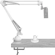Geekria for Creators Microphone Arm Compatible with Fifine K669, K670, K678, AmpliGame A6T, A8 Mic Boom Arm with Tabletop Flange Mount, Suspension Stand, Desk Mount Holder (White)
