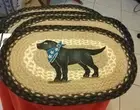 Black Labrador NWT 13"x19" Oval Placemats (set 4) Earth Rugs, Braided Jute J844