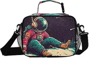 Astronaut Rock Space Insulated Lunch Box for Women Men - Ideal for Work, Picnics - Includes Adjustable Shoulder Strap