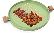 Camping Grill Pan | BBQ Smokeless Non-Stick Round Pan | Camping Cooking Utensils, Stove Top Griddle Baking with Handle for Indoor Outdoor