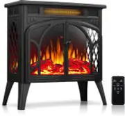 Rintuf Electric Fireplace Heater, 1500W Infrared Fireplace Stove with 3D Flame E