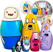 AEVVV Adventure Time Heroes Figures - Wood Nesting Dolls Set 7 pcs - Wooden Russian Matryoshka 5.3"