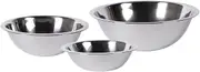Argon Tableware 3 Piece Mixing Bowl Set - 3 Sizes - Stainless Steel Kitchen Nesting Baking Dishes Deep Salad Bowl for Cooking, Baking, Picnic Snacks