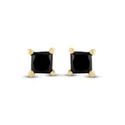 10k Yellow Gold Princess Black Diamond Stud Earrings 1/2 Cttw