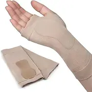 Wrist Thumb Compression Gloves, 1 Pair Wrist Rest Pads, Mouse Keyboard Wrist Support Brace with Soft Gel Pads, Breathable Sports Wrist Sleeves, for Carpal Tunnel, Tendonitis, Arthritis, Pain Relief