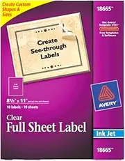 Avery Matte Clear Ship Label 8-1/2" x 11" 8-1/2" x 11" 1-up 10/PK