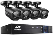 UL-TECH 4pcs Bullet Camera, 1080p HD 4C IP Camera Security System with 20m Night Vision,Powerful 5-in-1 DVR, IP66 All-Weather Design, Easy Remote View, Motion Detection, Email Alarm