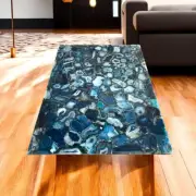 Rectangle Blue Agate Stone Kitchen Slab Dining Table Modern Cafeteria Countertop