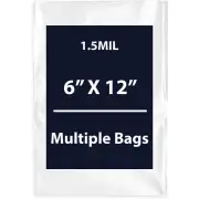 1.5Mil 6" X 12" | LDPE Clear Flat Poly Bags, Flexible & Durable | Multiple Bags