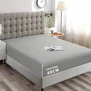 ForZzz 2000TC Fitted Sheet QueenSize -Premium Microfiber Fitted Bottom Sheet only- Ultra-Soft Wrinkle Free - Fits Mattress Deep Pocket up to 40 cm for Home&Hotel (Silver Gray)