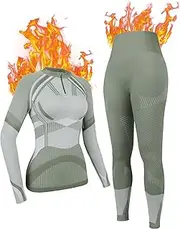 [Attraco] Womens Thermal Underwear Sets Half Zip Womens Long Johns Underwear Thermal Wear for Women Thermal Set Winter