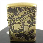 ☆福星屋☆全新【ZIPPO】美系~FREEDOM SKULL-緞帶骷髏圖案設計(ARMOR裝甲)NO.49035