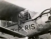 Clarence D. Chamberlain In The Cockpit Of His Plane Before His New- Old Photo