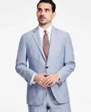 $450 Brooks Brothers Men's Light Blue Classic Fit Linen Suit Jacket 48R ymy1625