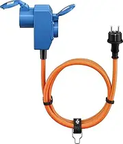 goobay CEE Adaptor Cable for Caravans, 1.5 m, Protective Contact 90°, CEE Socket and Protective Contact with Caps for Camping, Motorhome and Caravan, 76222