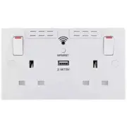 British General Wi-Fi Extender Switched Double Socket + USB Port - White