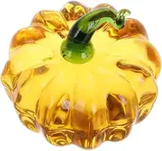 Crystal Glass Paperweight Mini Pumpkins Fall Ornaments Pumpkin Figurine Pumpkins for Decorating Crystal Figurines Fake Carving Pumpkins Crystal Paperweight Fake Pumpkin Yellow