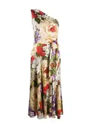 Dolce & Gabbana One Shoulder Floral-Print Dress