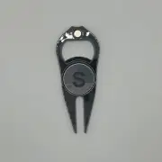 Golf Divot Repair Tool And Bottle Opener With Magnetic Ball Marker Initial "S"