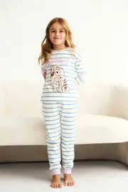 [Cotton On Kids] Cotton On Kids - Bluey Long Sleeve Pyjama Set - Lcn blu dark vanil/deep sea blue stripe bingo 10 LCN BLU DARK VANIL/DEEP SEA BLUE STRIPE BINGO