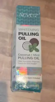 Aliver Natural Teeth Whitening Pulling Oil Coconut+Mint Tongue Scraper - dented