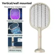 2 in 1 Electric Insect Racket Swatter USB Rechargeable Led Light Hand-Held Mosqu